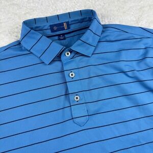 Stitch Golf Polo Shirt Mens Medium Blue Striped Short Sleeve Performance Stretch